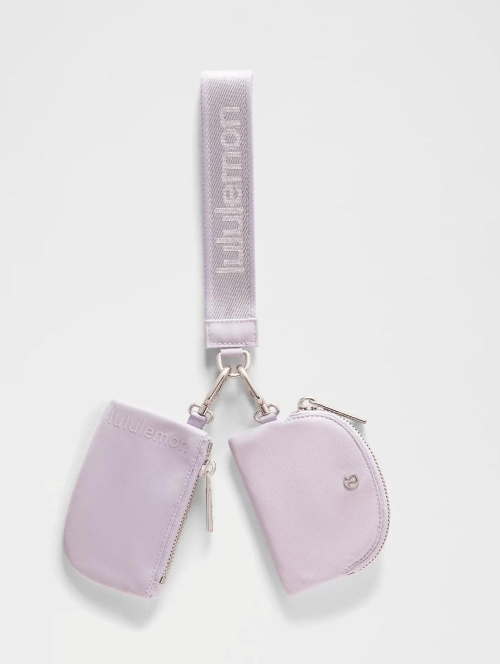 NWT Lululemon Dual Pouch Wristlet – Metallic Wordmark (Faint Lavender)